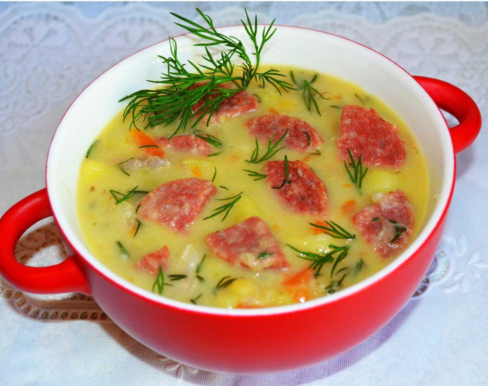 Рецепты вкусного домашнего горохового супа с копчёной колбасой