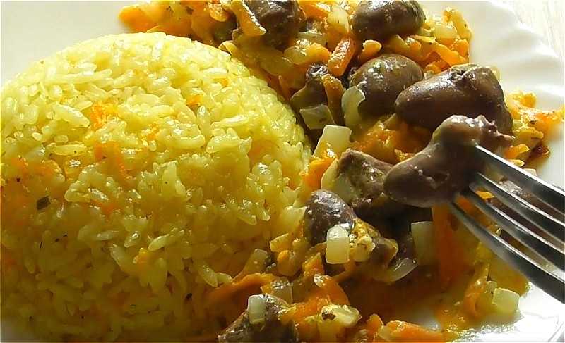 Плов с куриными сердечками- пошаговый рецепт с фото