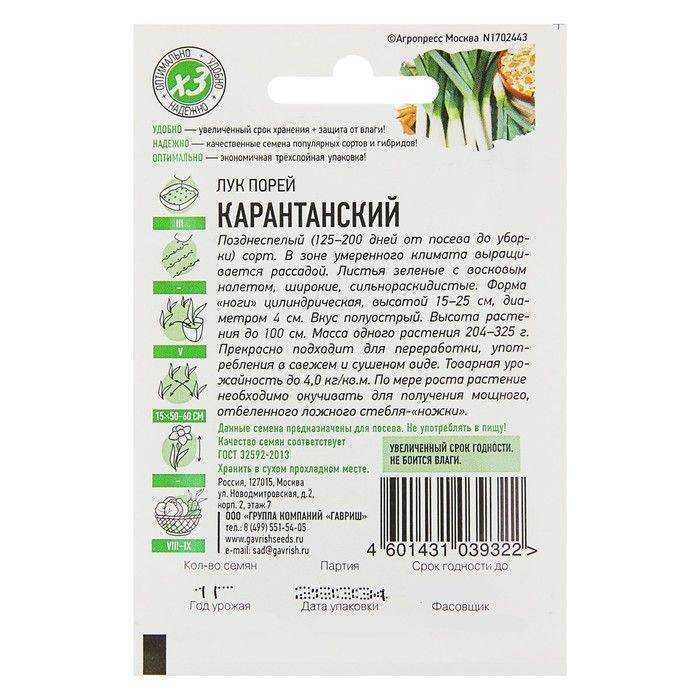 Карантанский сорт лука порея