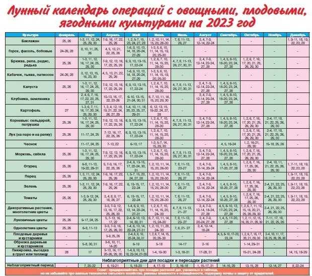 Лунный посевной календарь на 2024 год огородника садовода таблица